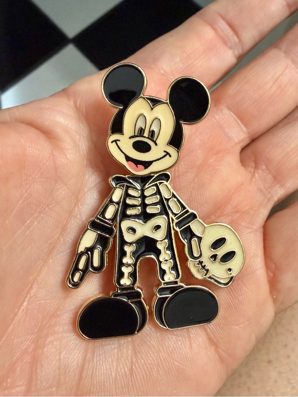 Disney Black & Cream Skeleton Mickey Enamel Earrings